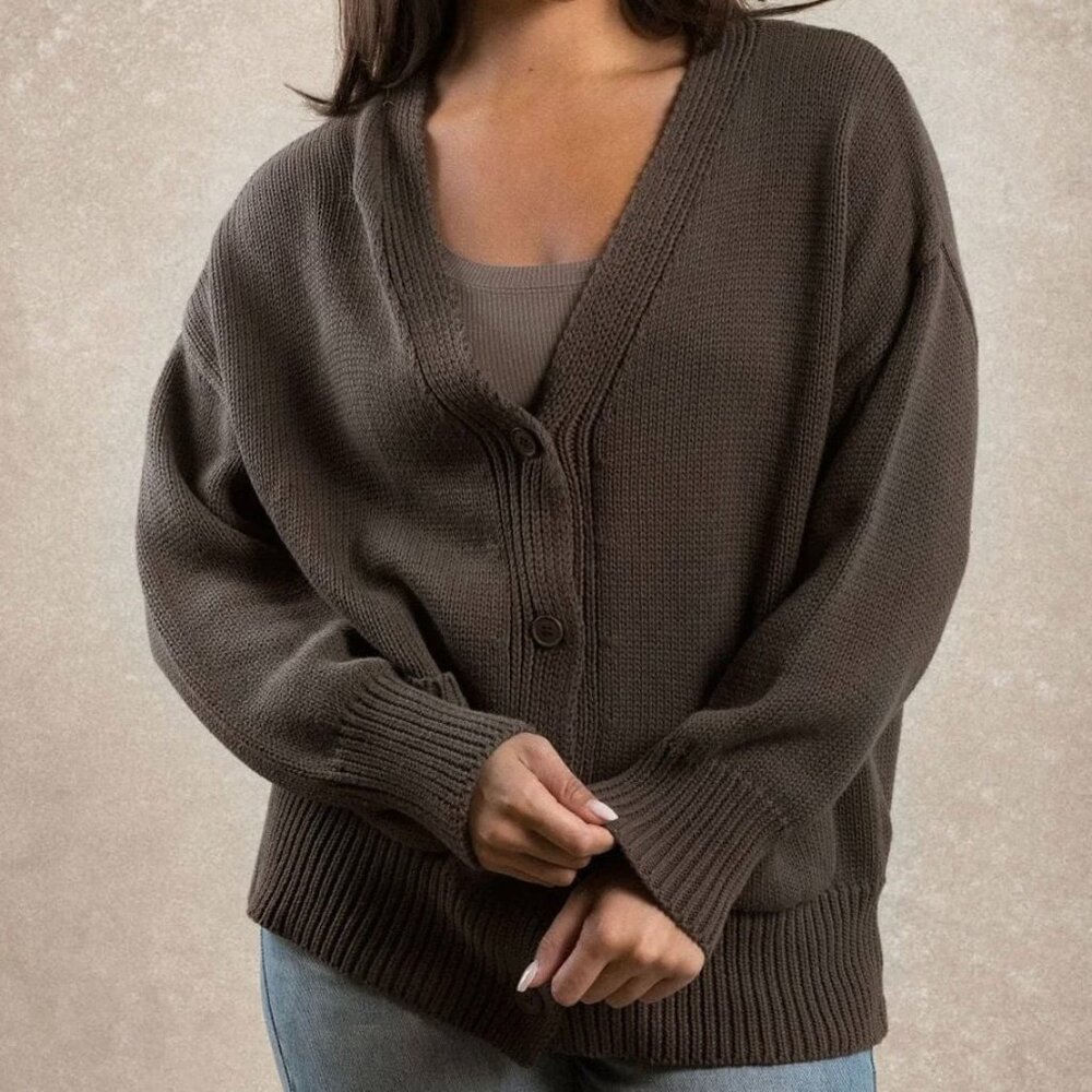 Neuflora Oversized Cardigan Button Front Relaxed Fall Layering Sweater Women’s S